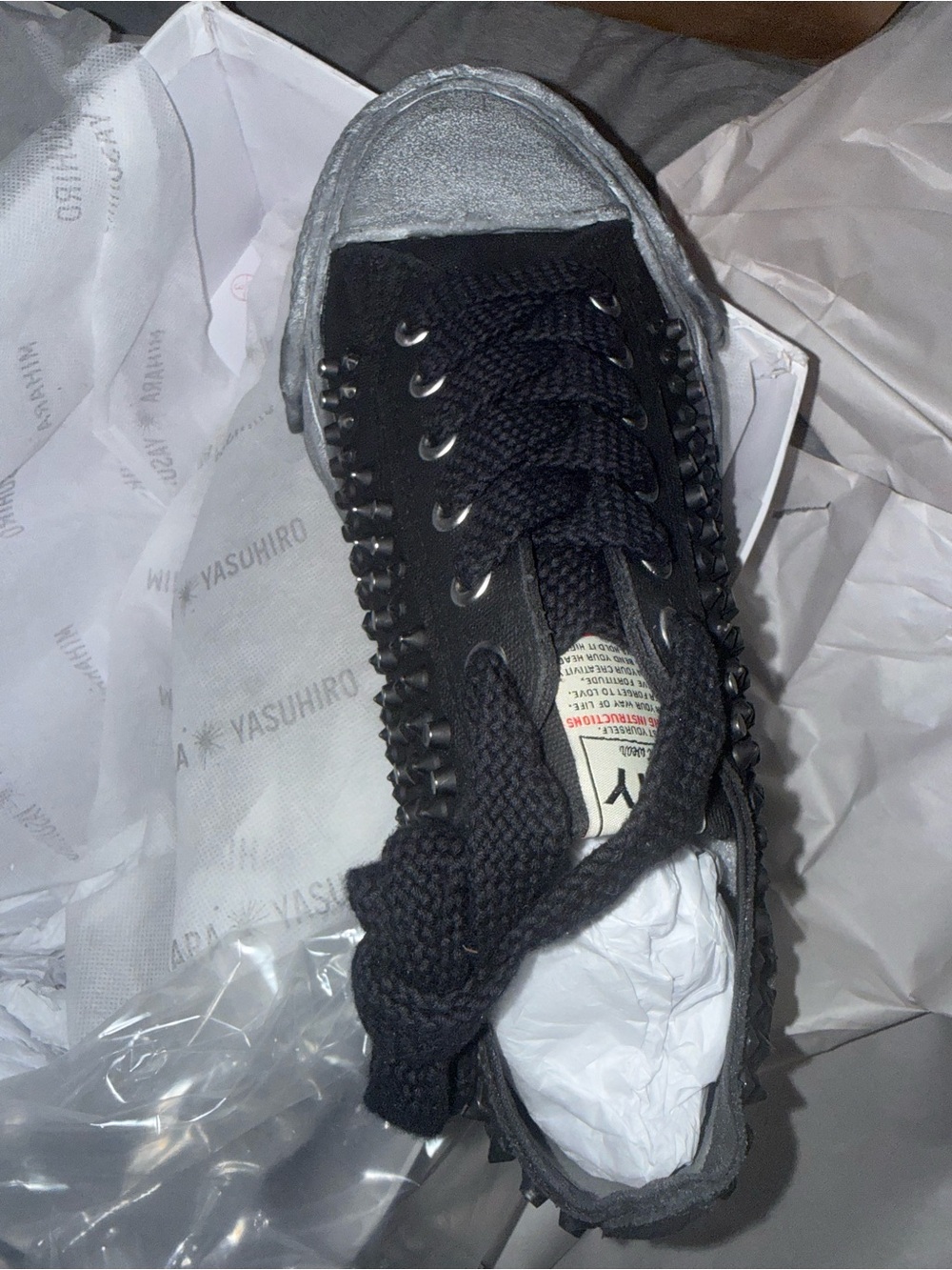 Maison Mihara Black Low-Top Sneaker with Silver Toe